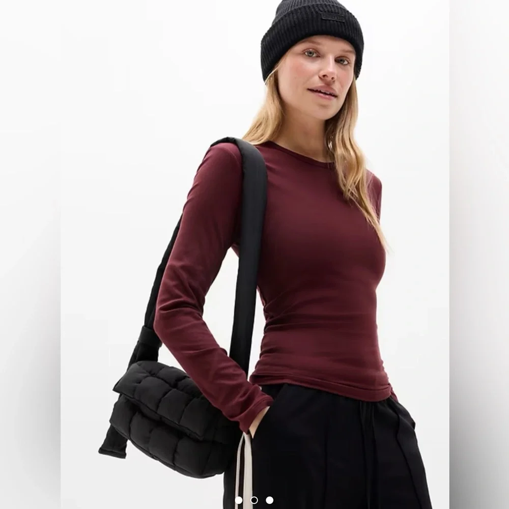 Athleta woven square puff crossbody bag